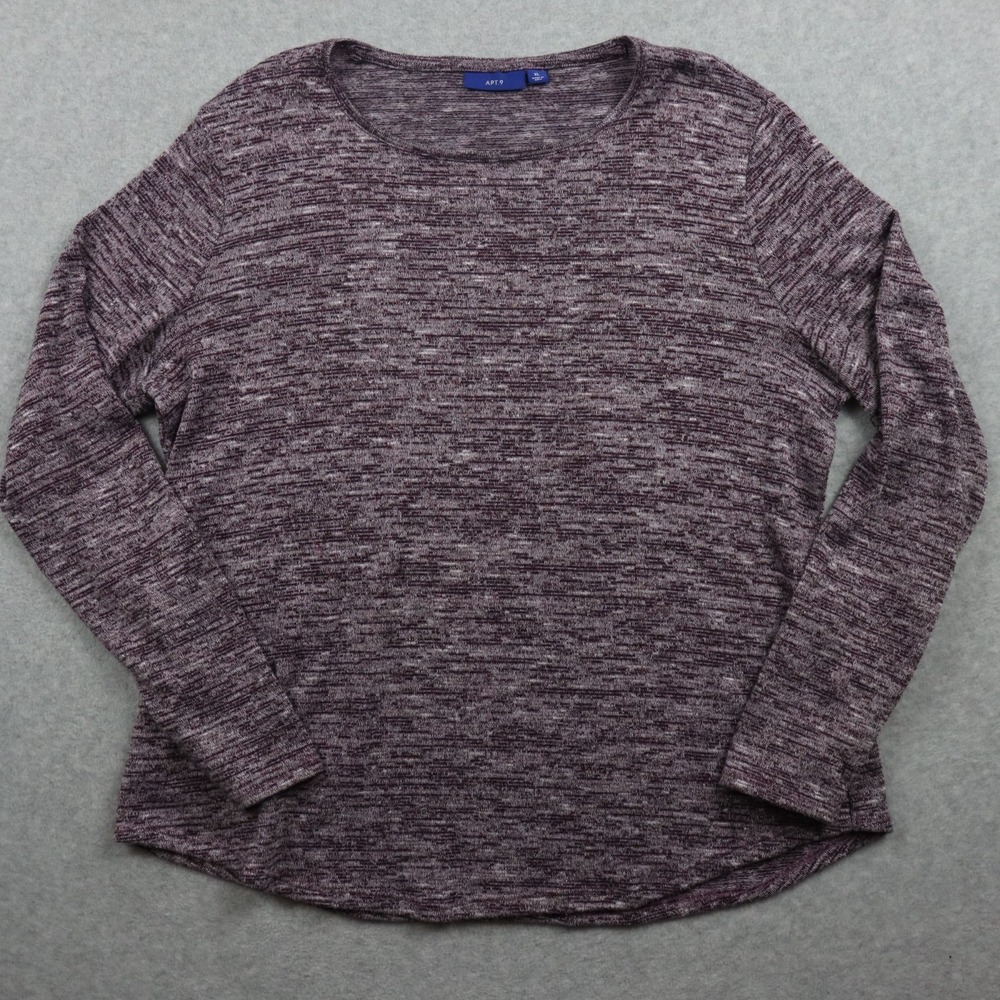 Apt 9 Sweater Womens XL Pullover Lightweight Knit Heather Purple Long Sleeve